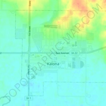 Kalona topographic map, elevation, terrain