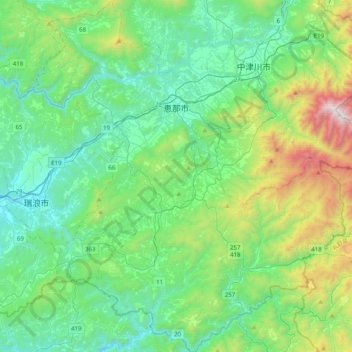Ena topographic map, elevation, terrain