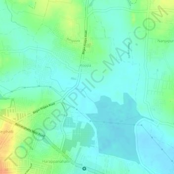 Koppa topographic map, elevation, terrain
