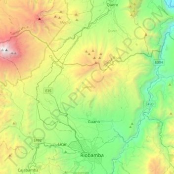 Guano topographic map, elevation, terrain