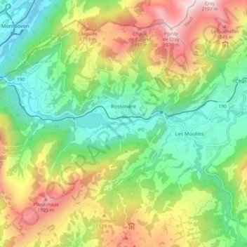 Rossinière topographic map, elevation, terrain