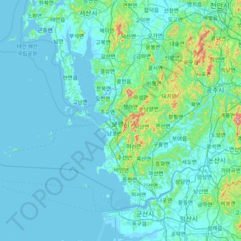 Boryeong-si topographic map, elevation, terrain