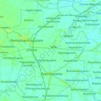 Ramachandrapuram topographic map, elevation, terrain