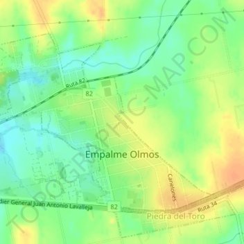 Empalme Olmos topographic map, elevation, terrain