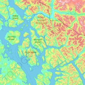 Wrangell topographic map, elevation, terrain