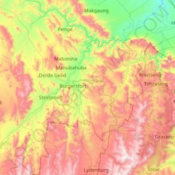 Greater Tubatse Local Municipality topographic map, elevation, terrain