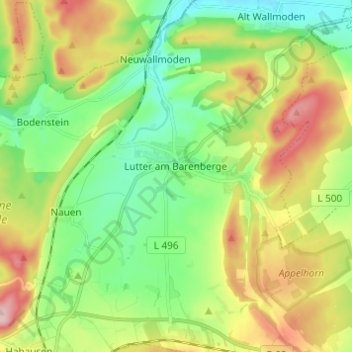 Lutter am Barenberge topographic map, elevation, terrain