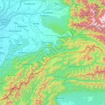 Changlang topographic map, elevation, terrain
