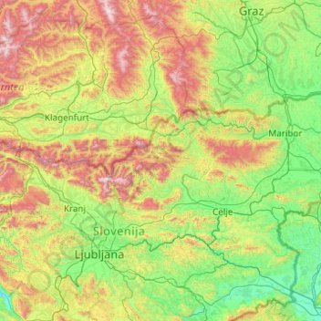 Karavanke topographic map, elevation, terrain