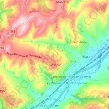 Rosora topographic map, elevation, terrain