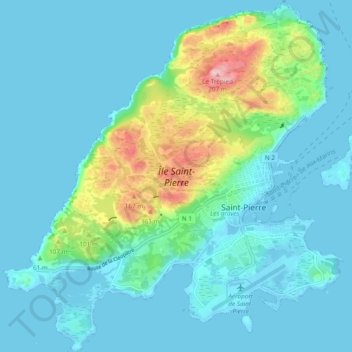 Saint Pierre Island topographic map, elevation, terrain