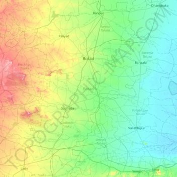 Botad topographic map, elevation, terrain