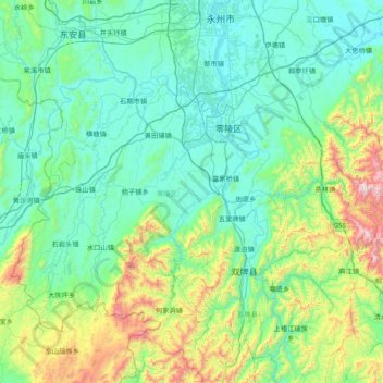 Lingling District topographic map, elevation, terrain