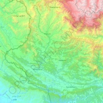 Rajouri District topographic map, elevation, terrain
