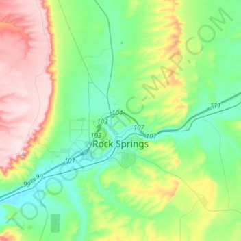 Rock Springs topographic map, elevation, terrain