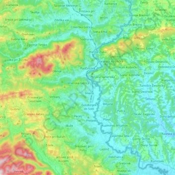 Podčetrtek topographic map, elevation, terrain