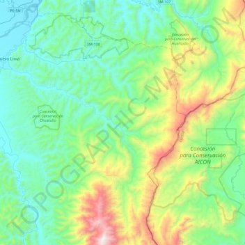 Bajo Biavo topographic map, elevation, terrain