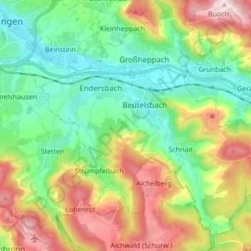 Weinstadt topographic map, elevation, terrain