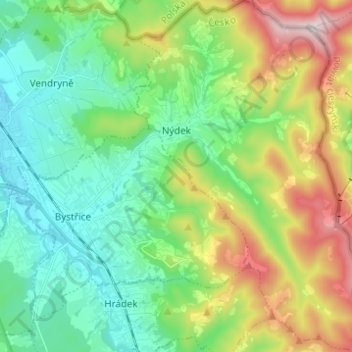 Nýdek topographic map, elevation, terrain