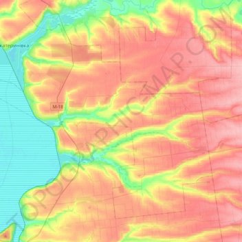 Степногірська селищна громада topographic map, elevation, terrain