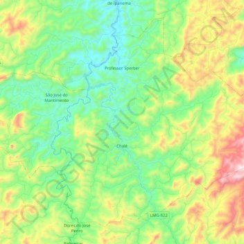 Chalé topographic map, elevation, terrain
