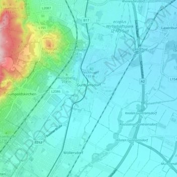Gemeinde Guntramsdorf topographic map, elevation, terrain