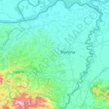 Ville de Bijeljina topographic map, elevation, terrain