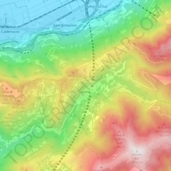 Isone topographic map, elevation, terrain