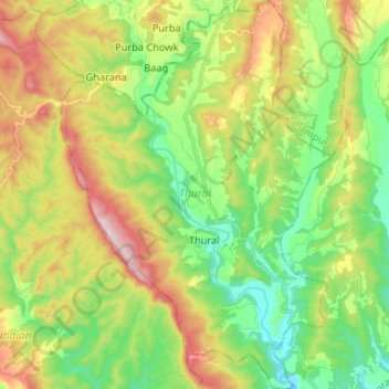 Thural topographic map, elevation, terrain
