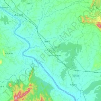 Dhalbhumgarh topographic map, elevation, terrain