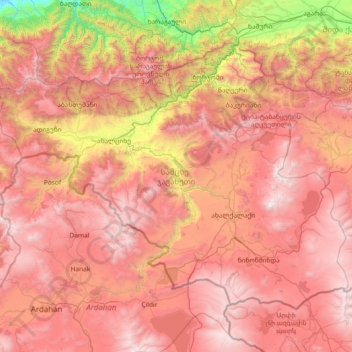 Samtskhé-Djavakhétie topographic map, elevation, terrain