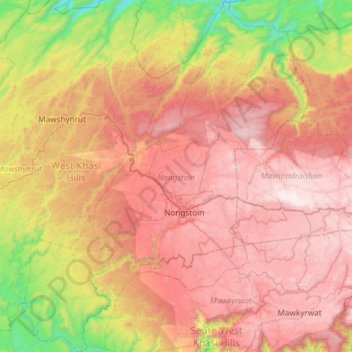 Nongstoin topographic map, elevation, terrain