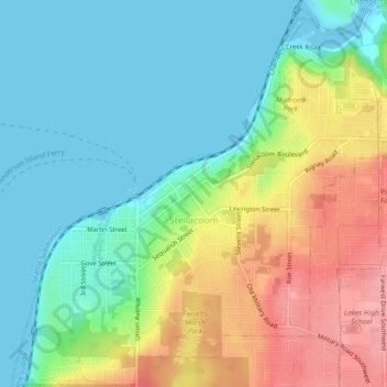 Steilacoom topographic map, elevation, terrain