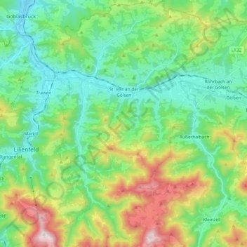 Gemeinde St. Veit an der Gölsen topographic map, elevation, terrain