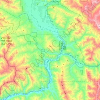 Hoback topographic map, elevation, terrain