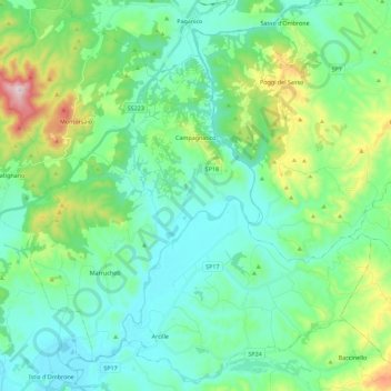 Campagnatico topographic map, elevation, terrain