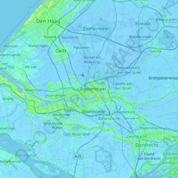 Rotterdam topographic map, elevation, terrain