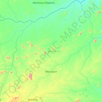 Mecuburi topographic map, elevation, terrain