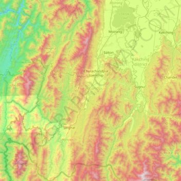 Churachandpur topographic map, elevation, terrain