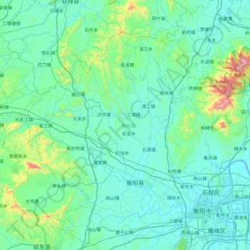 Hengyang County topographic map, elevation, terrain