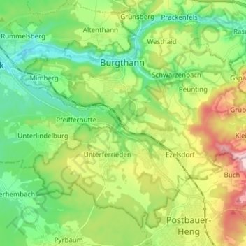 Burgthann topographic map, elevation, terrain