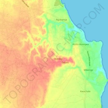 Kimbiji topographic map, elevation, terrain