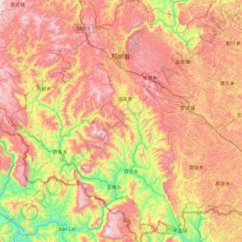 那坡县 topographic map, elevation, terrain