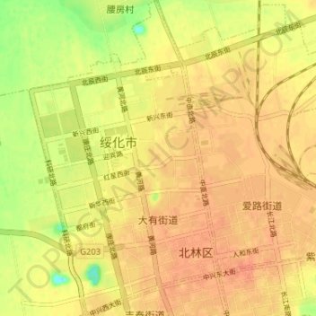 Dayou Subdistrict topographic map, elevation, terrain
