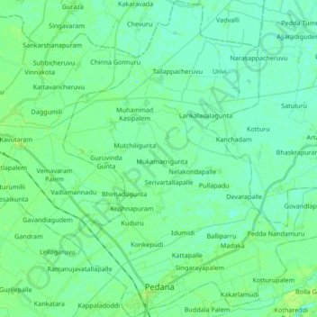 Pedana topographic map, elevation, terrain