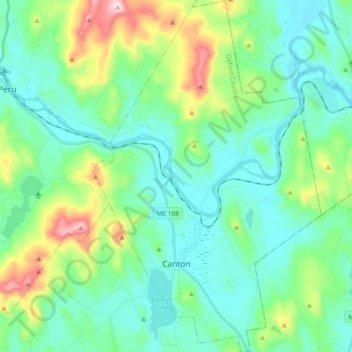 Canton topographic map, elevation, terrain