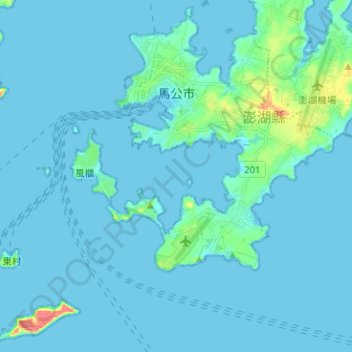 Magong City topographic map, elevation, terrain