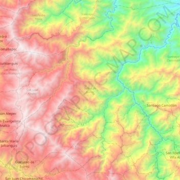 Ixtlán de Juárez topographic map, elevation, terrain