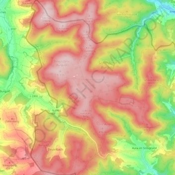 Burgjoß topographic map, elevation, terrain
