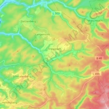 Trippstadt topographic map, elevation, terrain